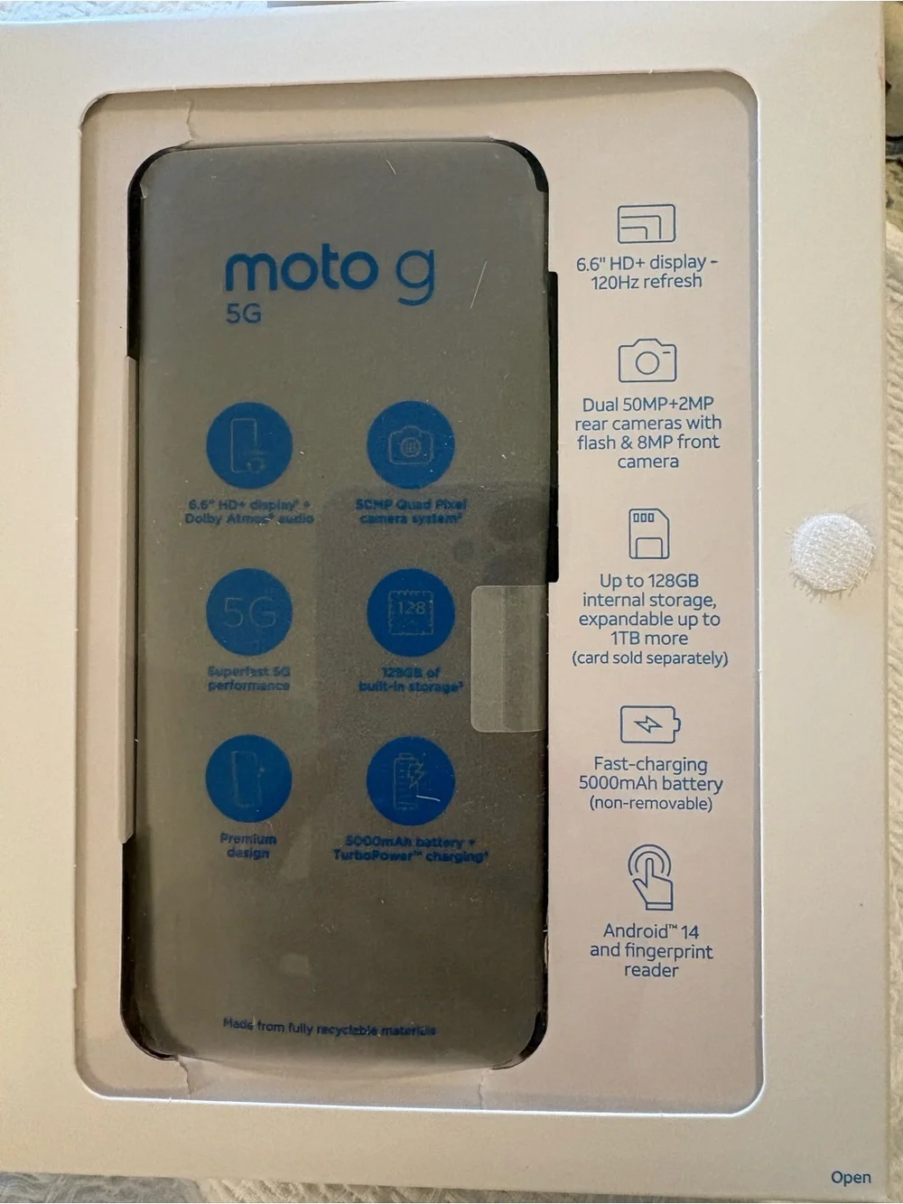 Motorola moto g 5G Sage Green & Black Accents AT&T Prepaid NWT